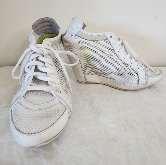 Adidas White Mesh Wedge Sneakers - Picture 3 of 13